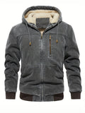Men's vintage distressed jacket colour variant 1 hooded solid colour