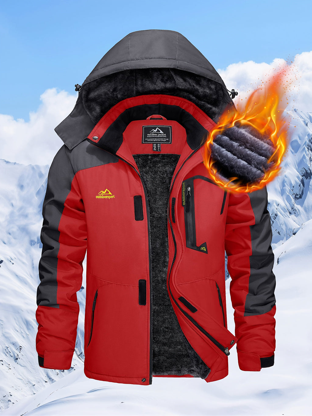 Men's fleece parka colour variant 1 warm hooded outdoor winter design