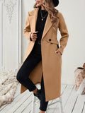 Back view of the women's belted tweed trench coat in ginger