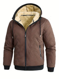 Men's 3D print hooded jacket colour variant 1 warm solid colour