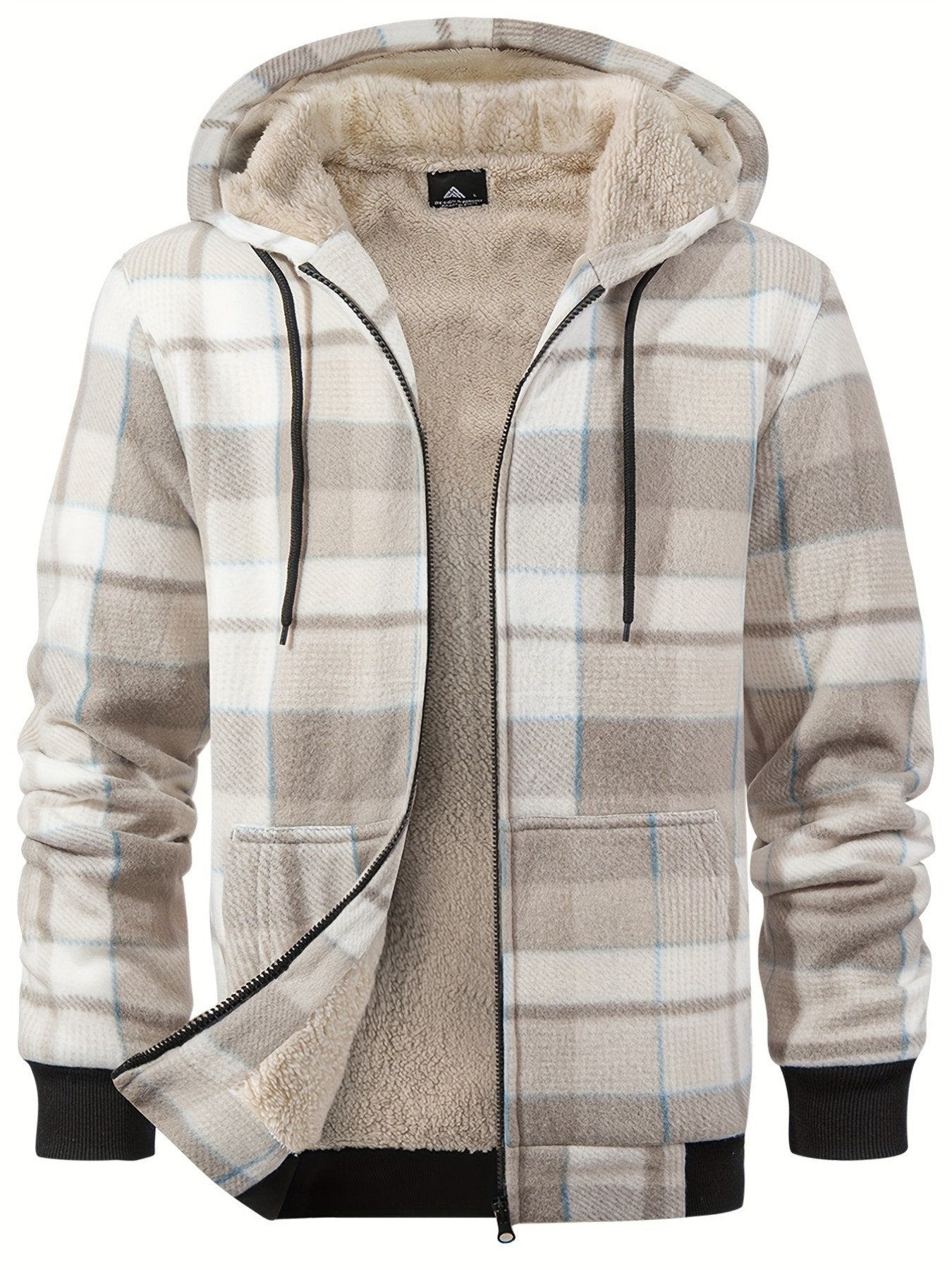 Men's plaid sherpa jacket colour variant 1 hooded fleece lined