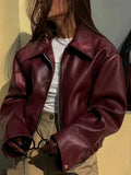 PU leather texture close-up on the women's chic jacket