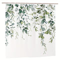 Watercolour botanical bathroom curtain in fresh green