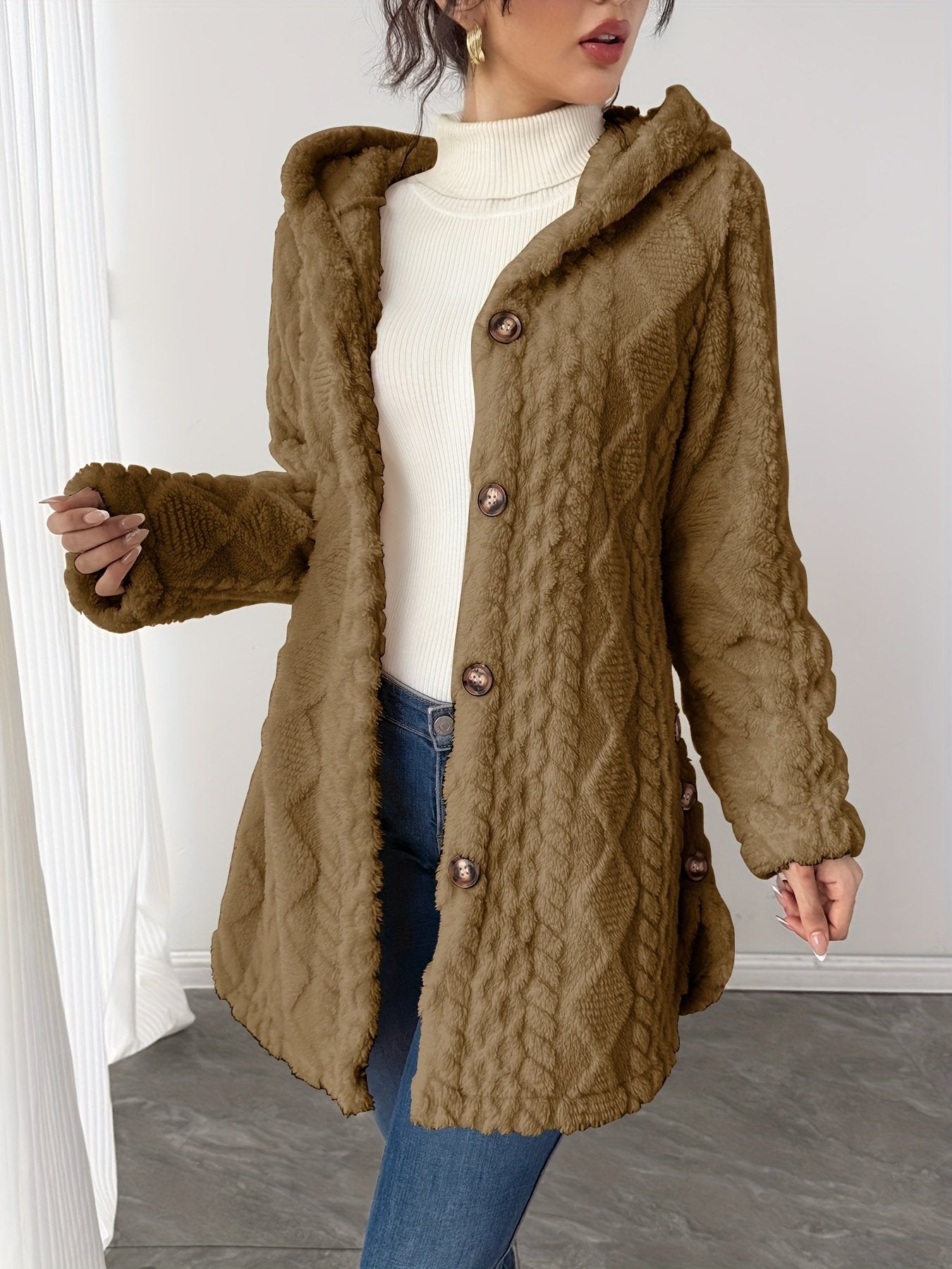 Fit reference for the women's teddy hooded coat in UK sizes 8 to 18