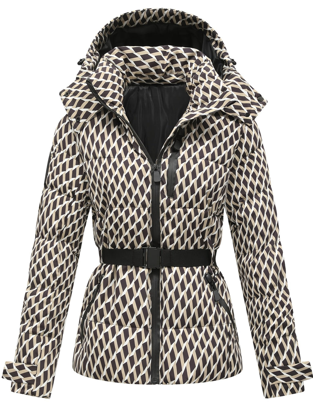 Fit reference for the women's belted padded coat in UK sizes 6 to 14