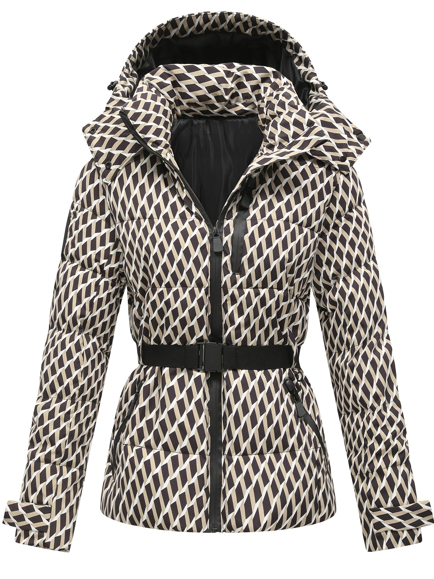 Fit reference for the women's belted padded coat in UK sizes 6 to 14