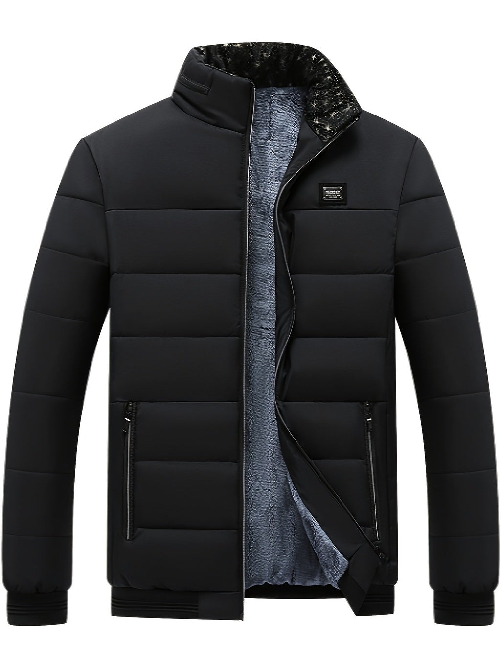 Men's stand collar velvet coat colour variant 2 padded warm design