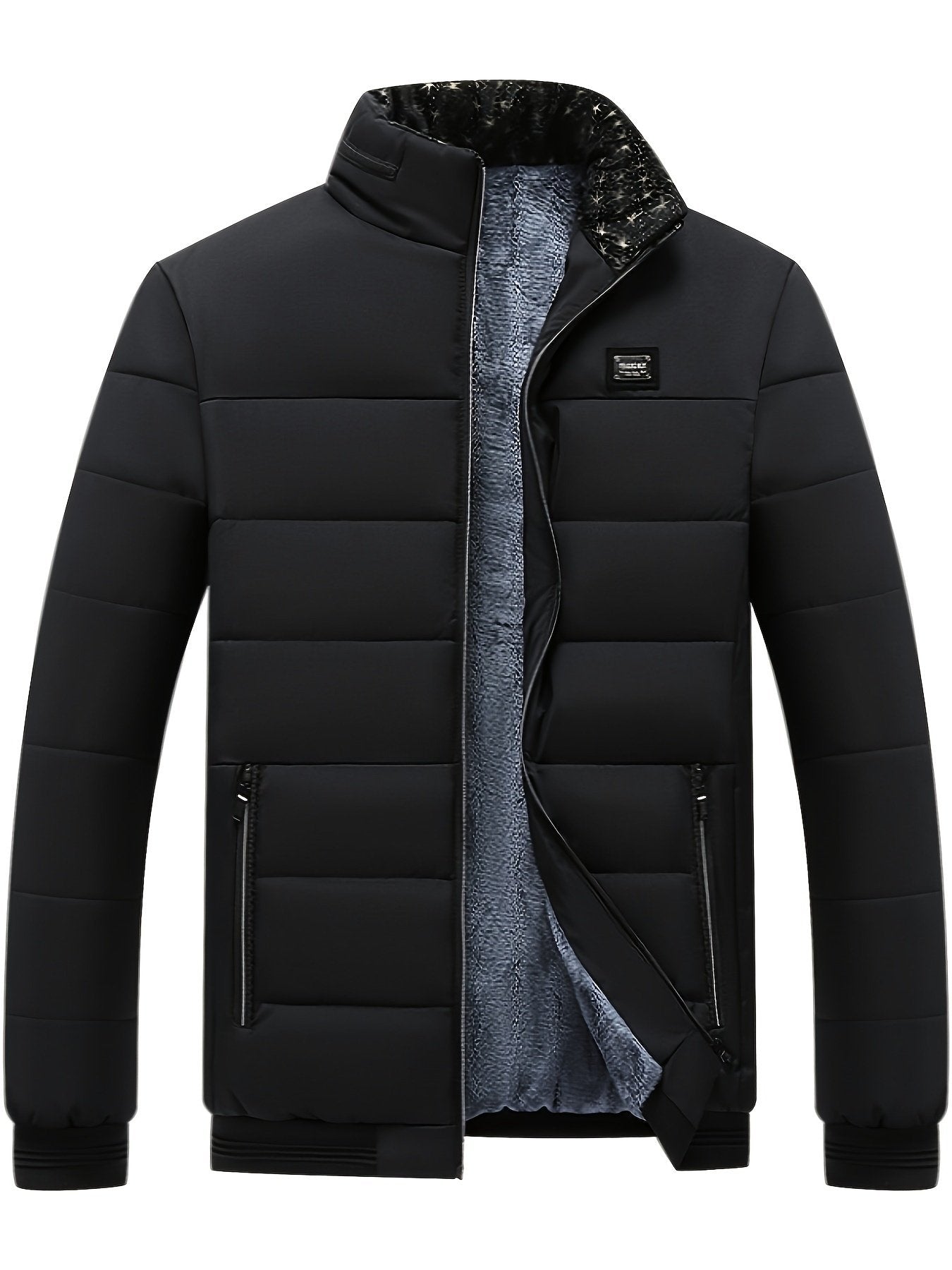 Men's stand collar velvet coat colour variant 2 padded warm design