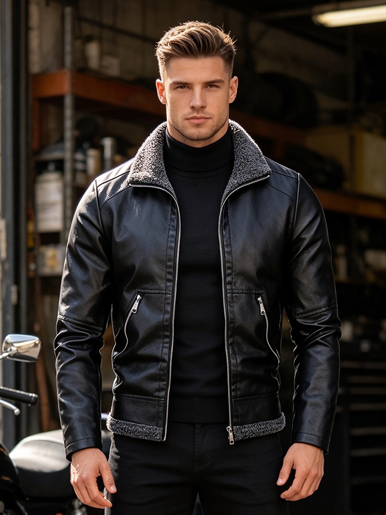 Fit reference for the men's fleece-lined jacket in UK sizes 34 to 42