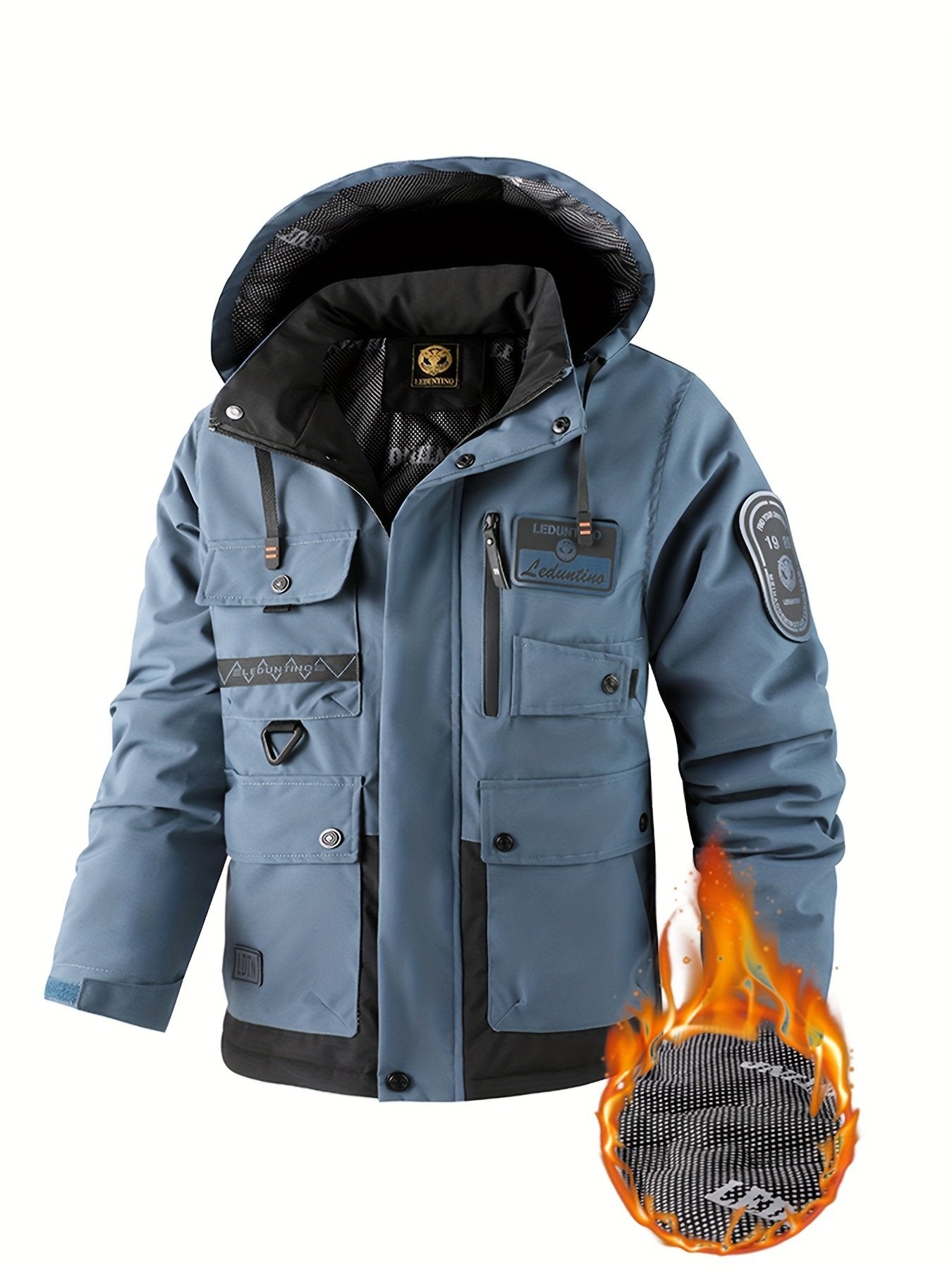 Men's colour-block work jacket colour variant 3 multi-pocket design