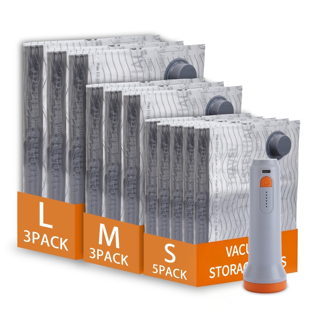 Twelve-piece travel vacuum storage bag set for family packing