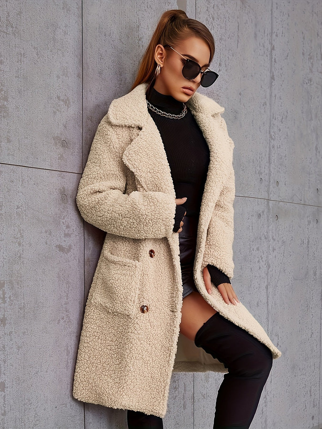 Fit reference for the women's long winter coat in UK sizes 6 to 16