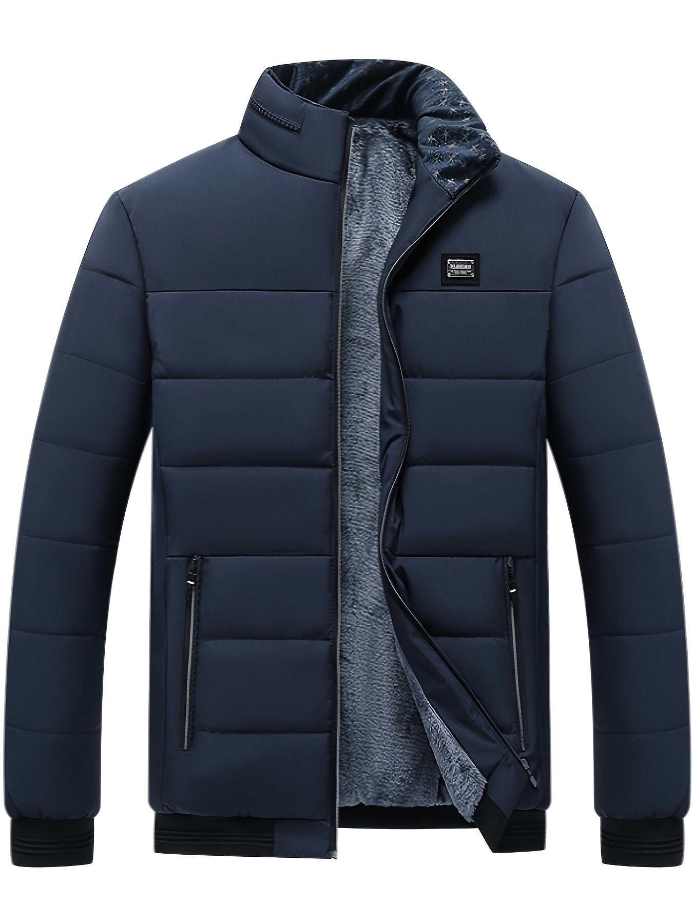 Men's padded winter coat colour variant 3 zip-up stand collar style