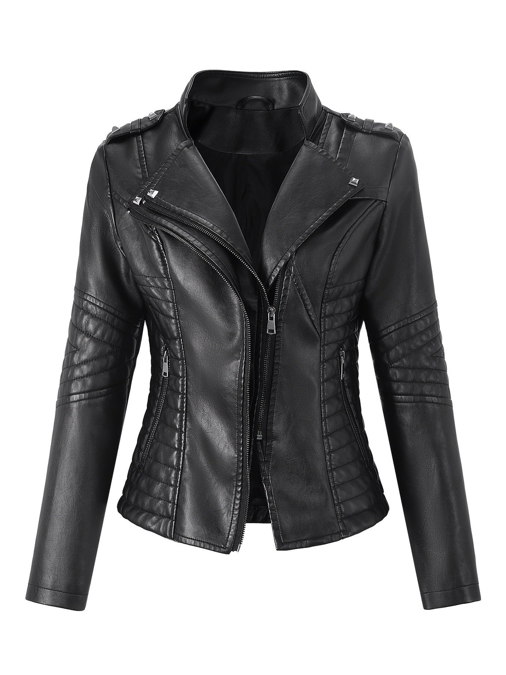 Fit reference for the women's biker jacket in UK sizes 8 to 18