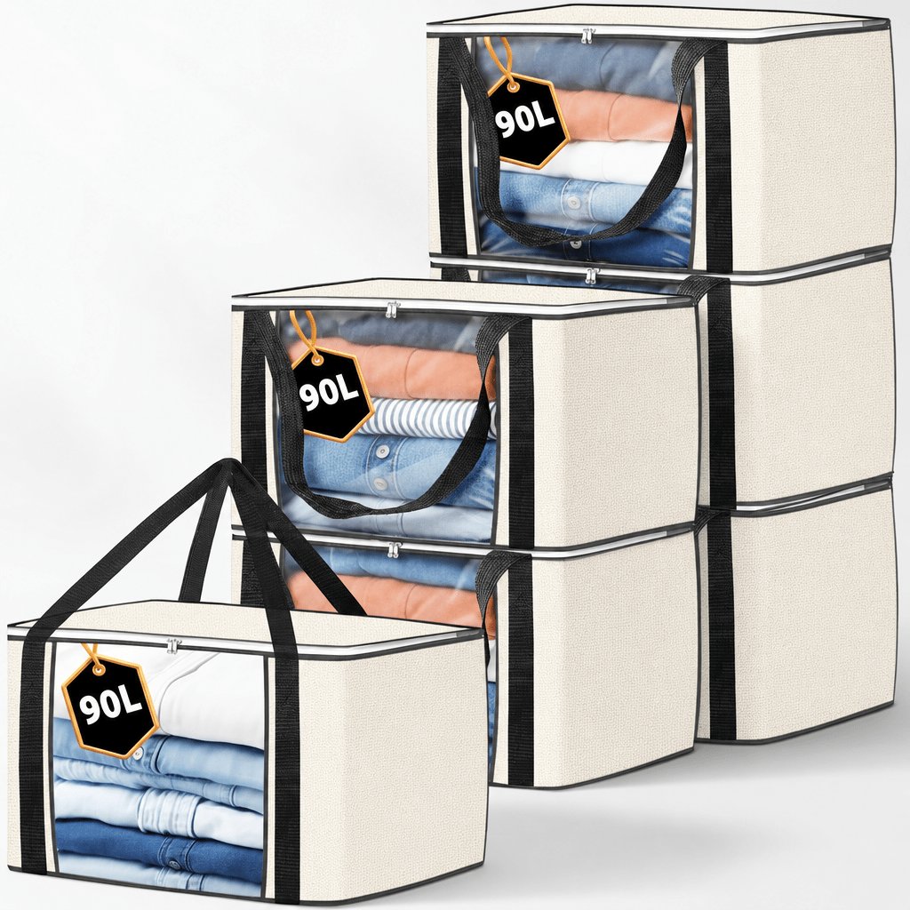 Grey black and white foldable clothes storage bags 3 and 6 pack