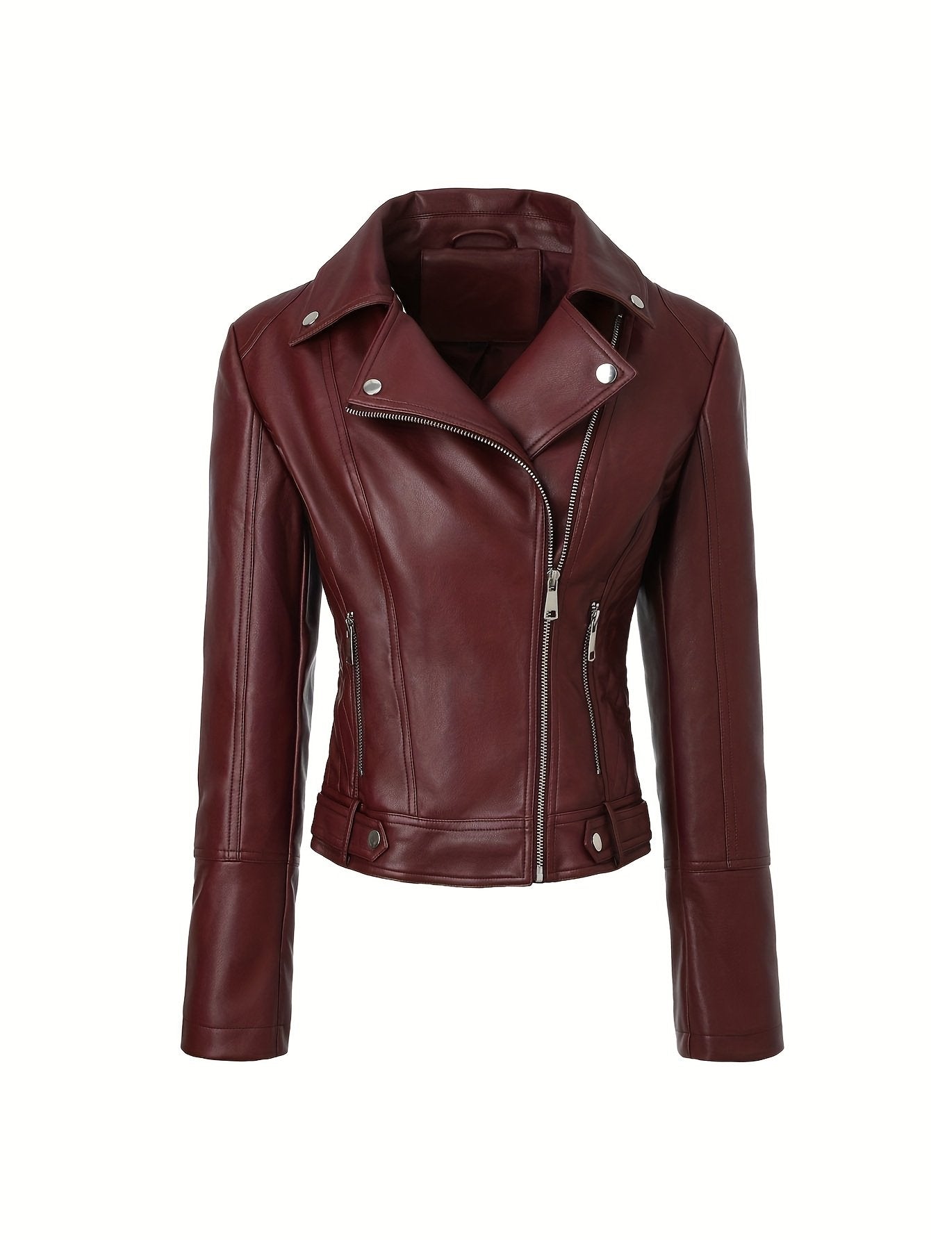 Back view of the women's black street style moto jacket