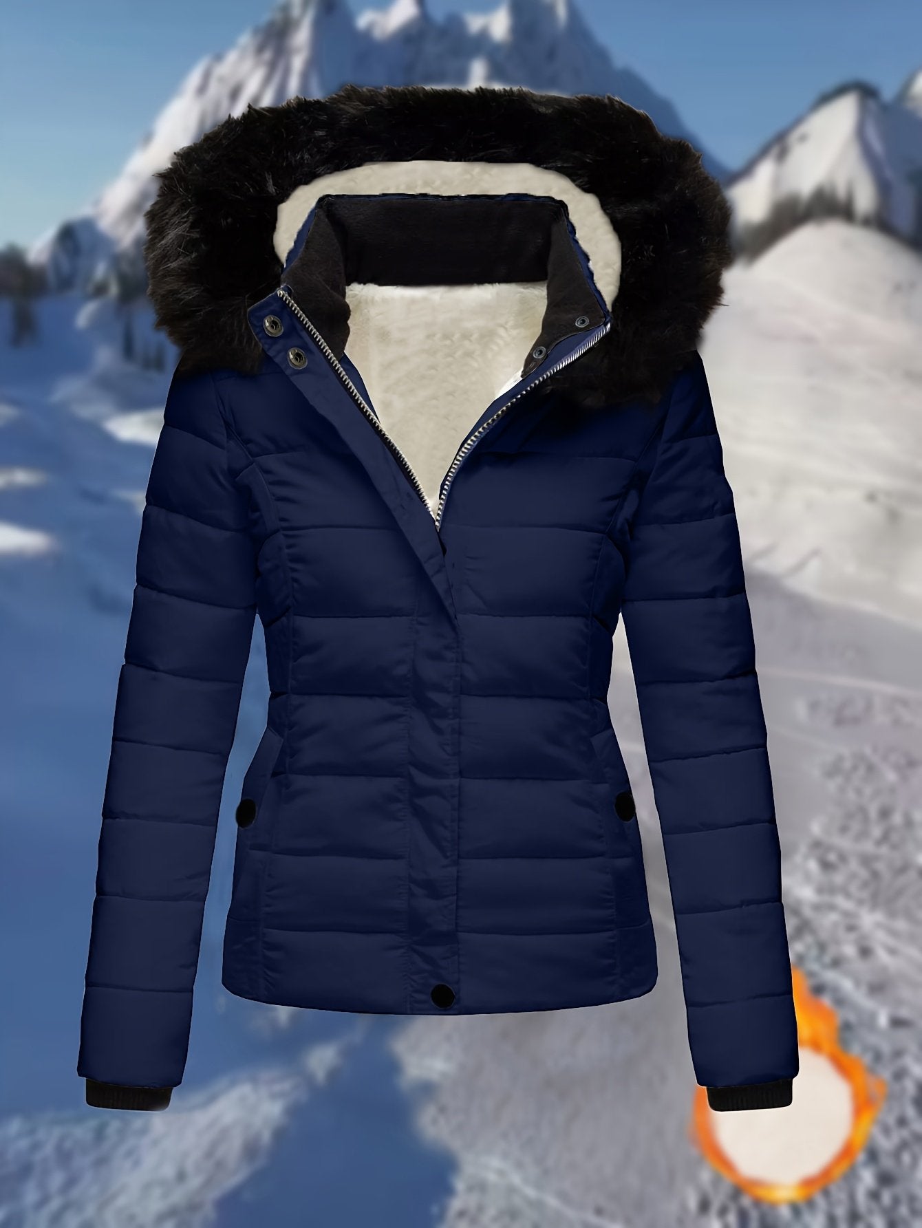 Fit reference for the women's quilted jacket in UK sizes 8 to 18