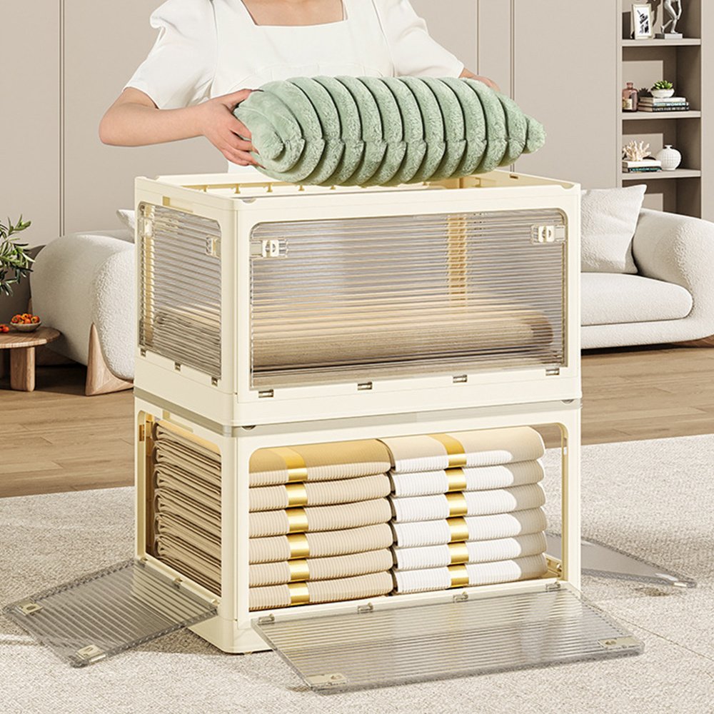 Size guide for foldable stackable wardrobe storage boxes 20 to 94 litres