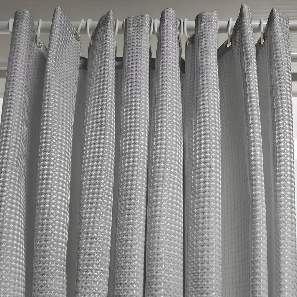 Jacquard waffle weave bathroom curtain in contemporary bathroom