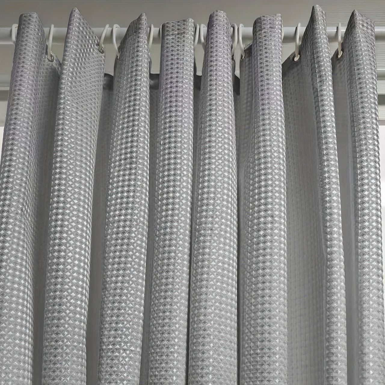 Jacquard waffle weave bathroom curtain in contemporary bathroom