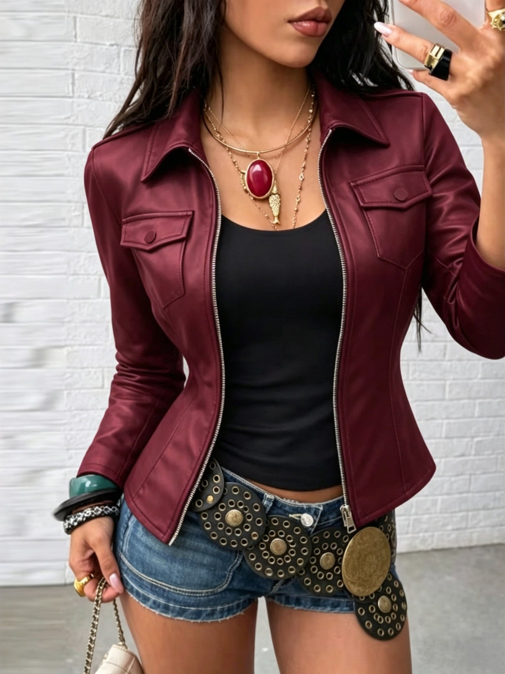 Fit reference for the women's PU jacket in UK sizes 8 to 18