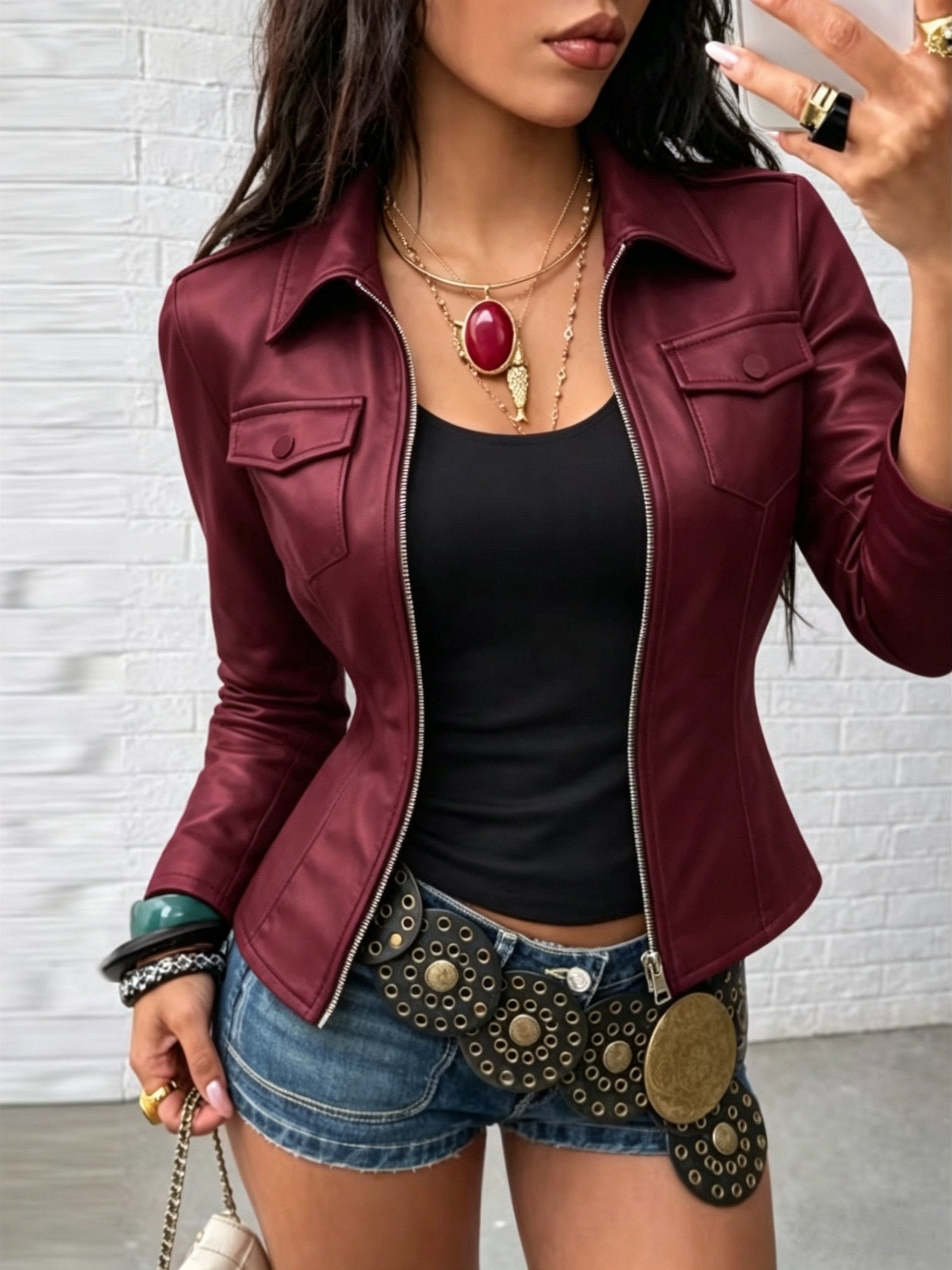 Fit reference for the women's PU jacket in UK sizes 8 to 18