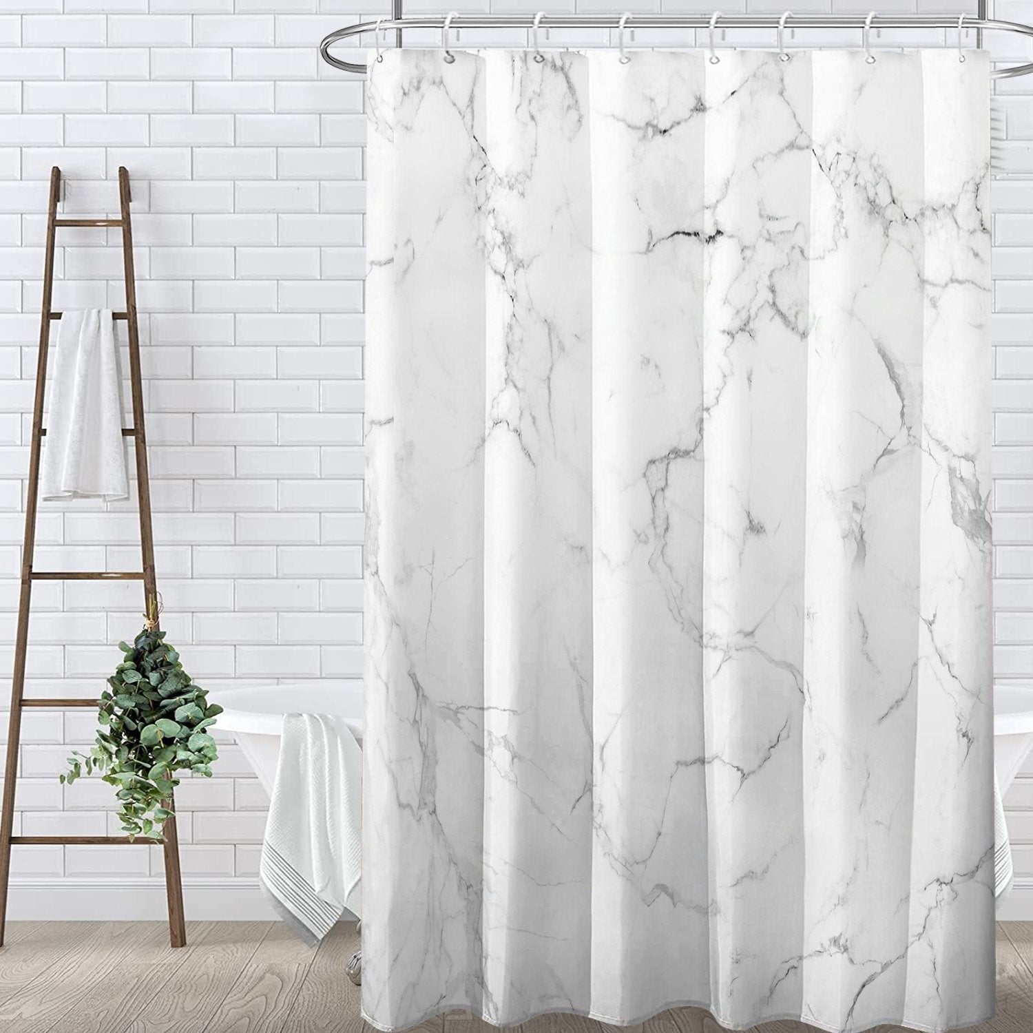 Large 240cm marble shower curtain for wide shower