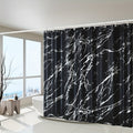 Gilded style marble bathroom shower curtain with hooks