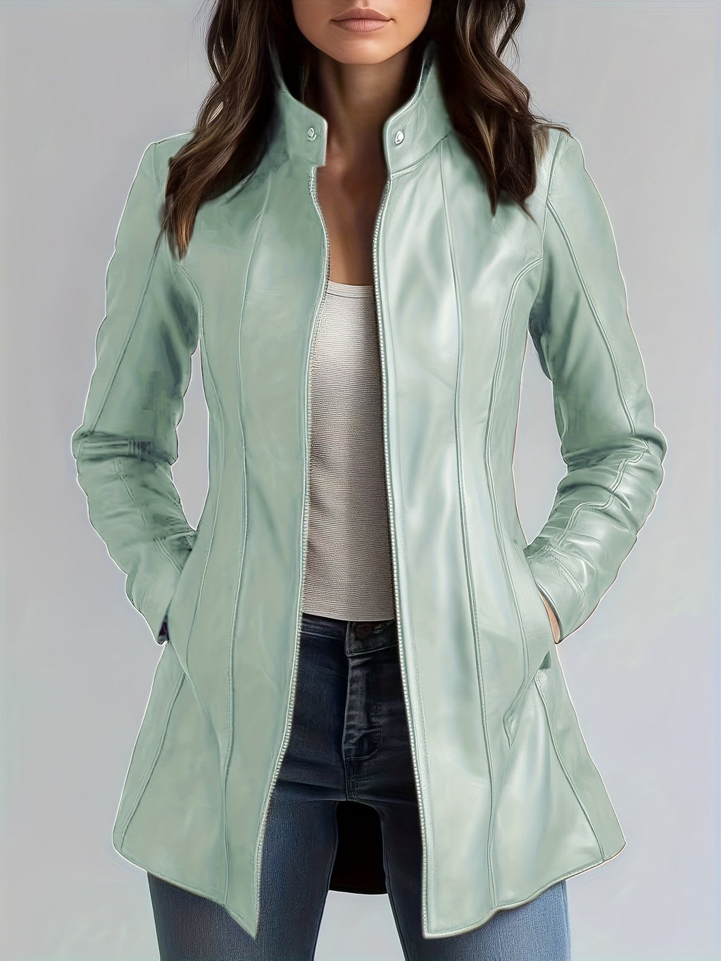 Fit reference for the women's PU leather jacket in UK sizes 8 to 18