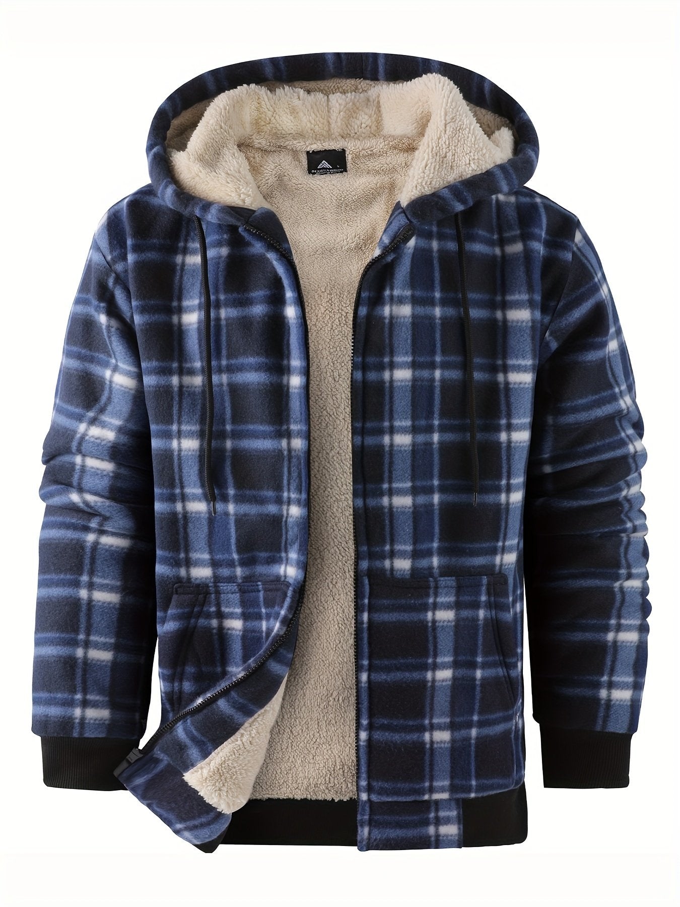 Men's plaid fleece jacket colour variant 5 hooded gingham pattern
