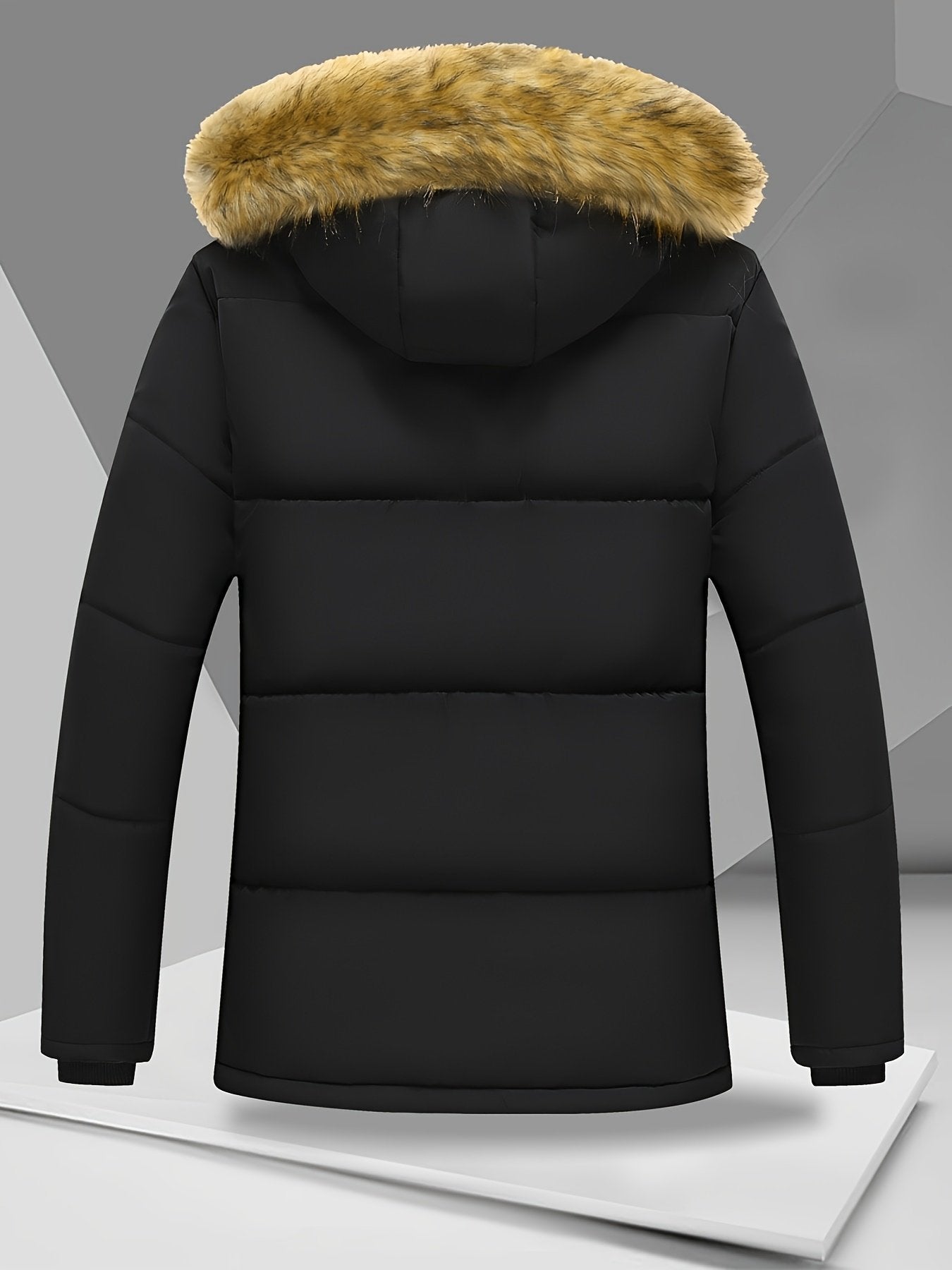 Windproof lamb fleece coat for men in solid colour for cold UK weather