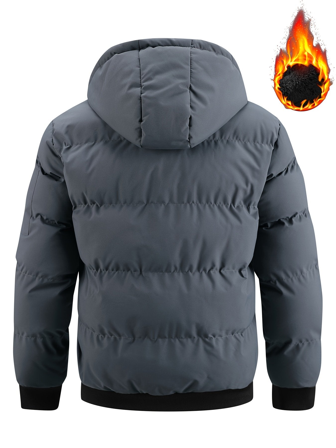 Men's zip-up plush winter jacket with hooded design and full lining