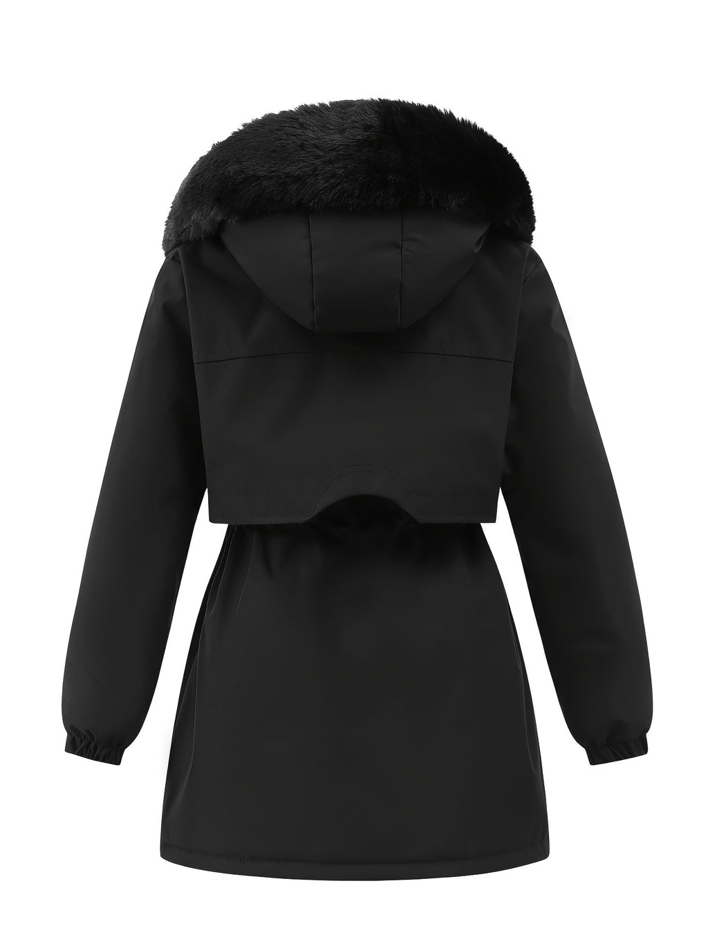 Close-up of the fleece lining inside the women's puffer jacket