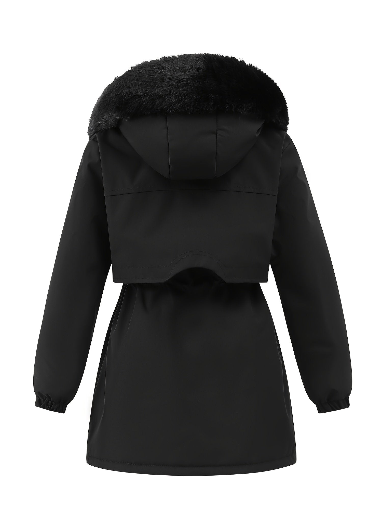 Close-up of the fleece lining inside the women's puffer jacket