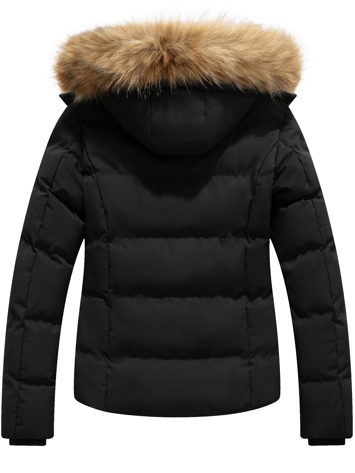 Navy quilted puffer parka for women with zip closure