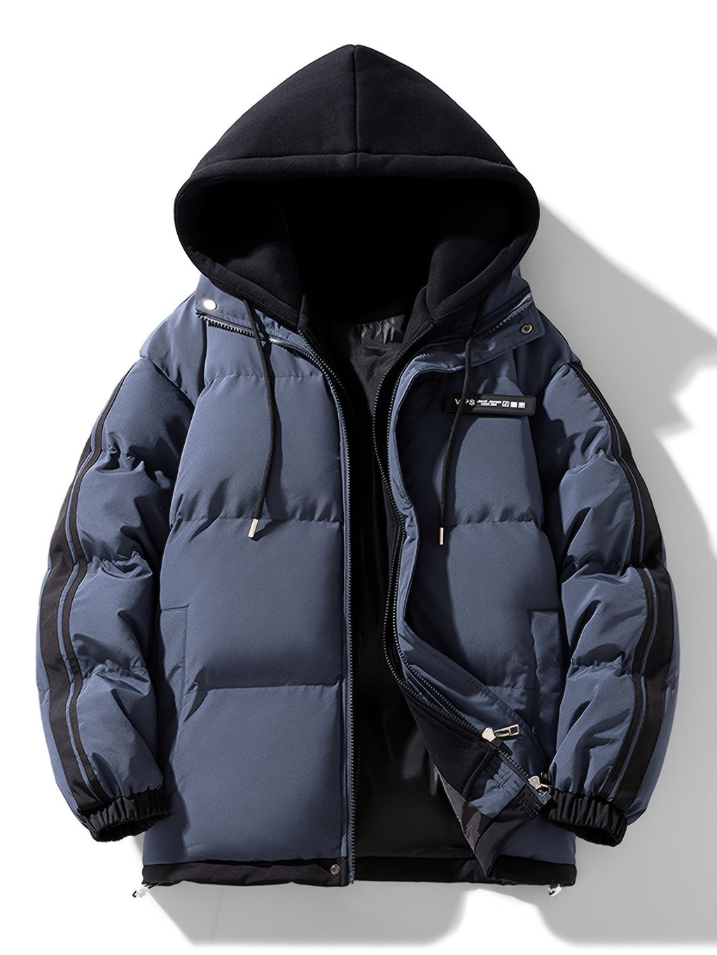 Black plus size hooded ski jacket for women