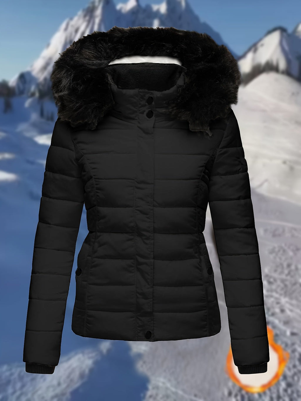 Close-up of the fuzzy lining inside the women's quilted jacket